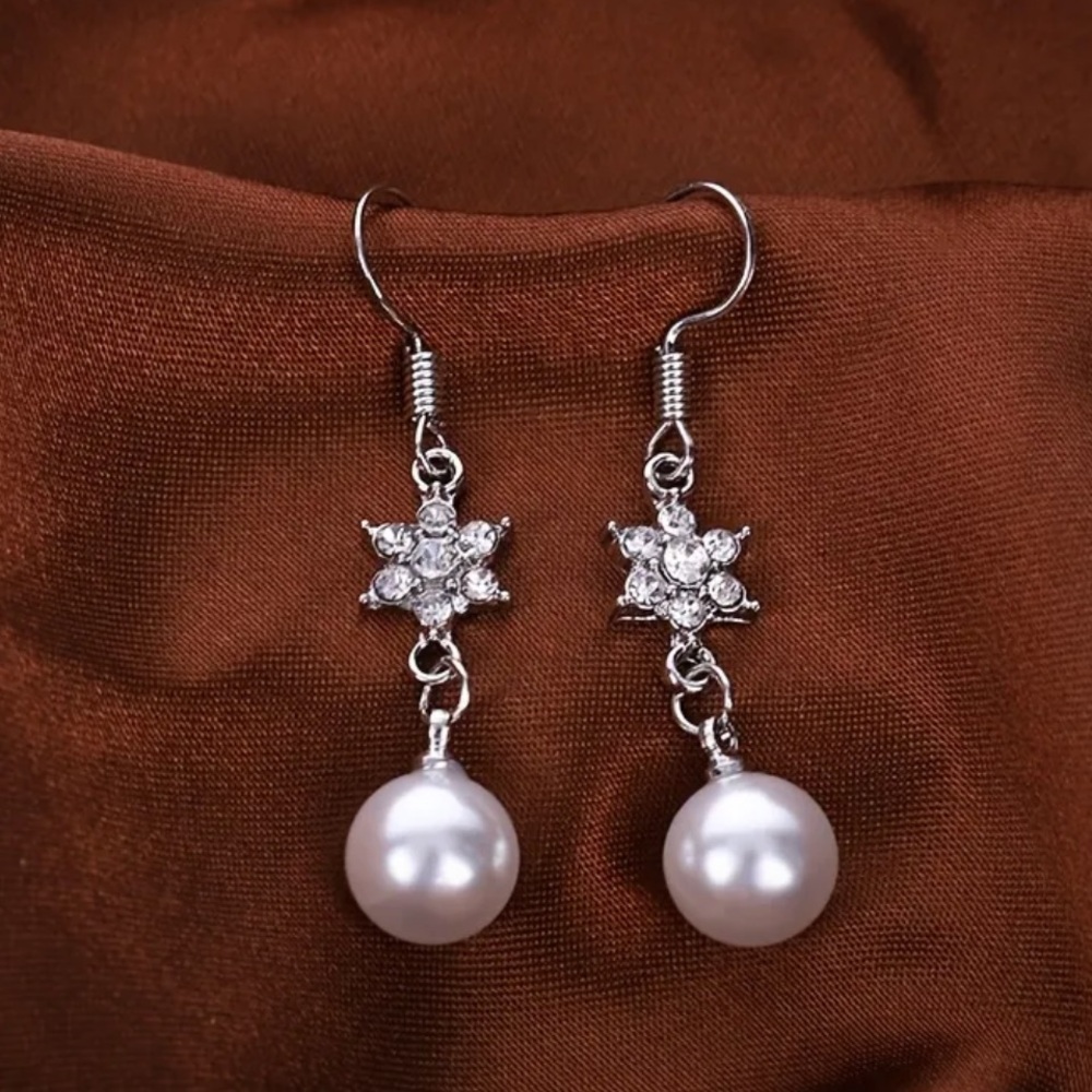 Elegant Dangle Earrings with Faux Pearl & Rhinestone Accents